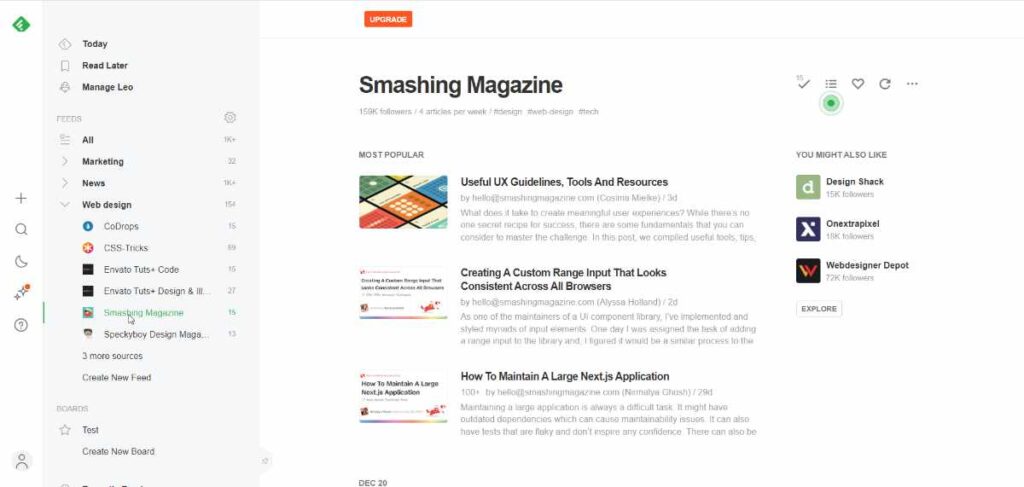 feedly screenshot
